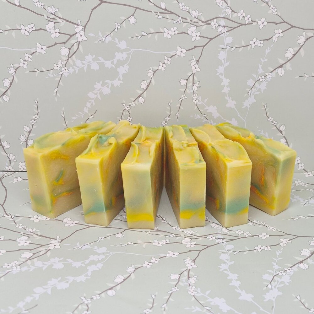 6 Handmade Citrus Bloom Soap Bars Large 4-5oz